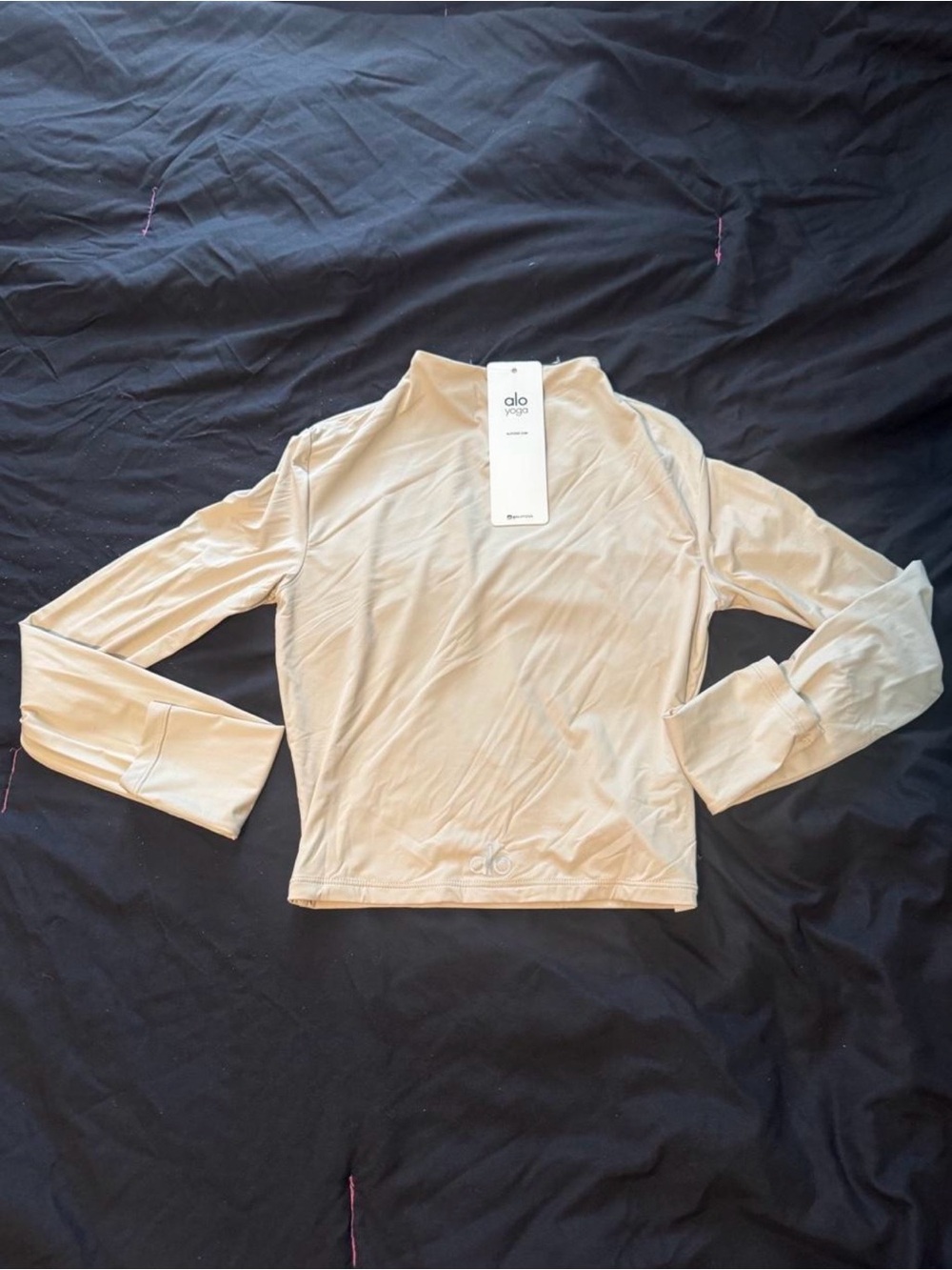 ALO Yoga Long Sleeve High-Neck Top in Beige